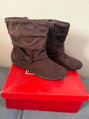 Brown Suede Knot Ankle Boots